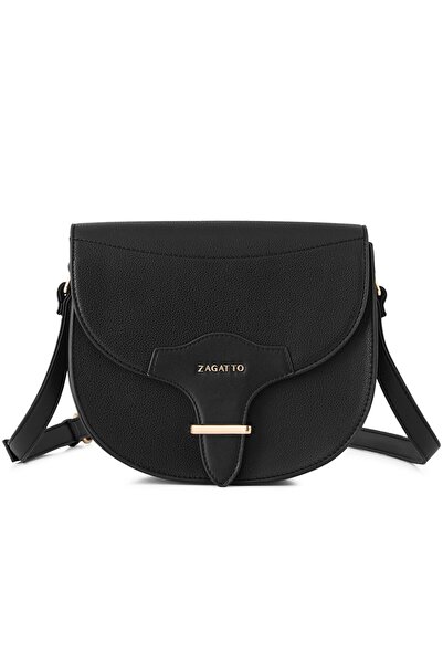 zagatto Γυναικεία δερμάτινη τσάντα ώμου, Crossbody, Messenger, μαύρη, 22,5x20...