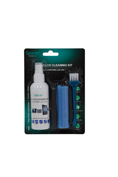 Spacer LCD Cleaning Kit 3-in-1 SP-CL-01, 100ml cleaner, brush, microfiber cloth