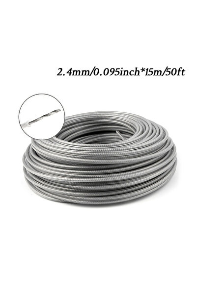 Choice5 خيط تشذيب العشب من النايلون بسلك فولاذي من لوسكي، 15 متر × 2.4 ملم، م...