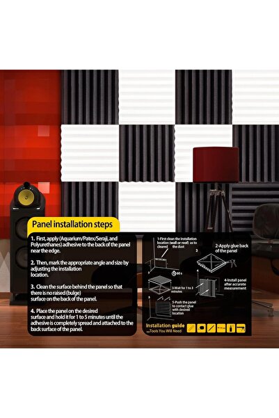 Echonik 12 Packs Acoustic Panels - High Density Acoustic Foam - Self Adhesive Acoustic Panel - Sound