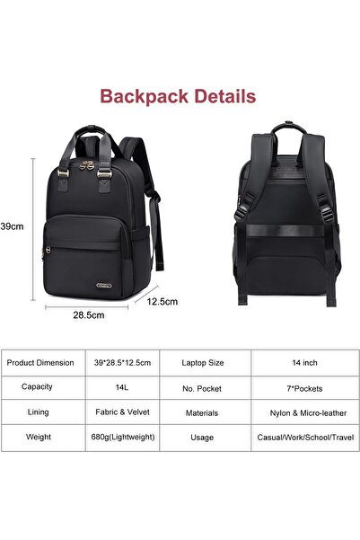 Chantria Women's 14L Water-resistant Travel Laptop Backpack