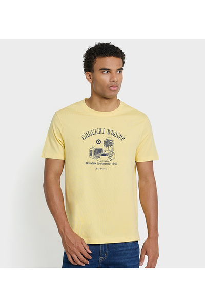 Ben Sherman تي شيرت رجالي أصفر برقبة دائرية