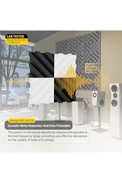 Echonik 12 Pack Acoustic Panels - High Density Acoustic Foam 30x30x4 - Self Adhesive Acoustic Panel