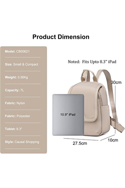 Chantria Small Backpack for Women 7L Magnetic Flap Multi-pocket for 8.3" iPad Mini