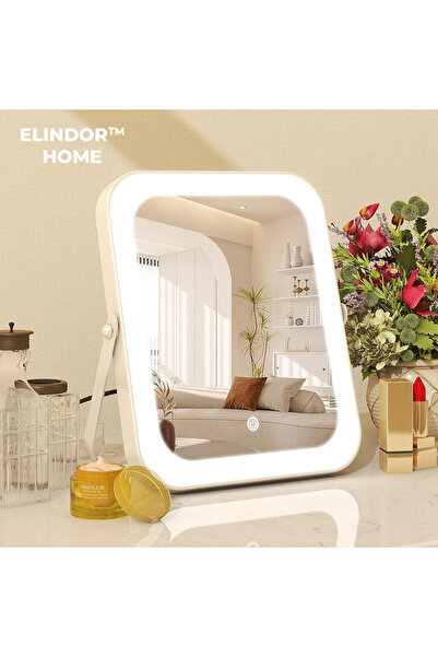 Elindor Oglindă de machiaj cu LED, iluminare cu 3 tonuri reglabile, control t...