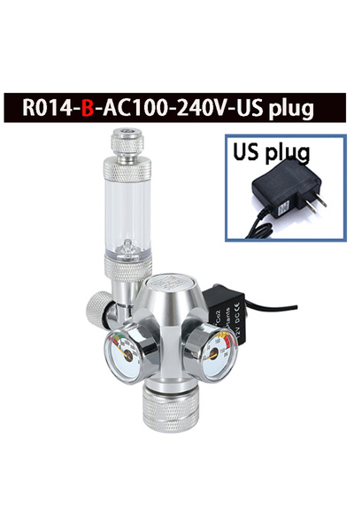 choice2 قابس 3-8UNF R104-B-US 2024 منظم ثاني أكسيد الكربون لحوض السمك DIY صمام كهرومغناطيسي عداد فقاعات جهاز التحكم في ثاني أكسيد الكربون