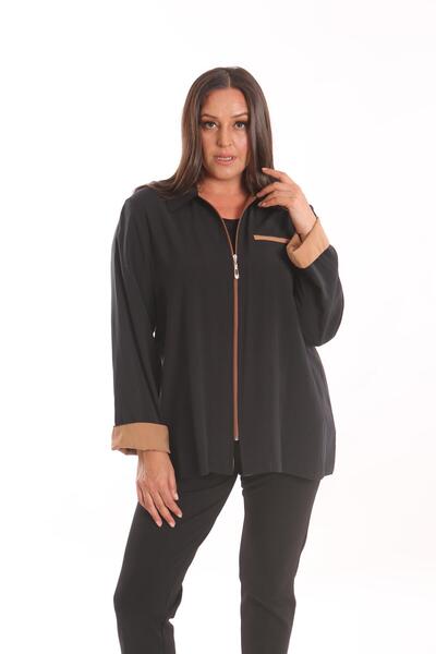 Metpoint Trend42plus Μαύρη καμπαρντίνα μεγάλου μεγέθους με φερμουάρ