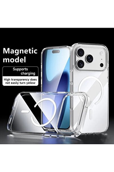 REDz Accessories Husă simplă MagSafe, compatibilă cu Apple iPhone 18 Pro, Încărcare wireless, Rezistentă la șocuri, Transparentă