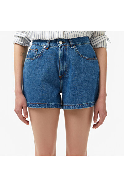 Lacoste Kadın Regular Fit Denim Koyu Mavi Şort