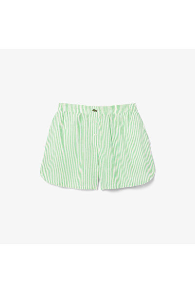 Lacoste Kadın Loose Fit Çizgili Yeşil Şort