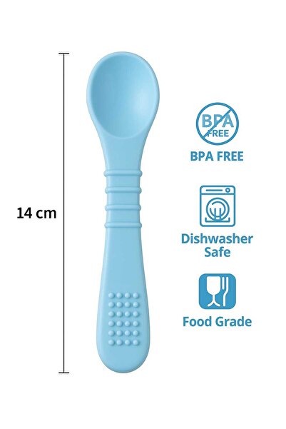 CKM silikon ملعقة طعام للأطفال من السيليكون، مصاصة أسنان باللون الأزرق