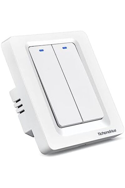 Generic مفتاح إضاءة ذكي يعمل بالواي فاي، مفتاح حائط ذكي لاسلكي مع جهاز تحكم عن بعد ومؤقت، متوافق مع