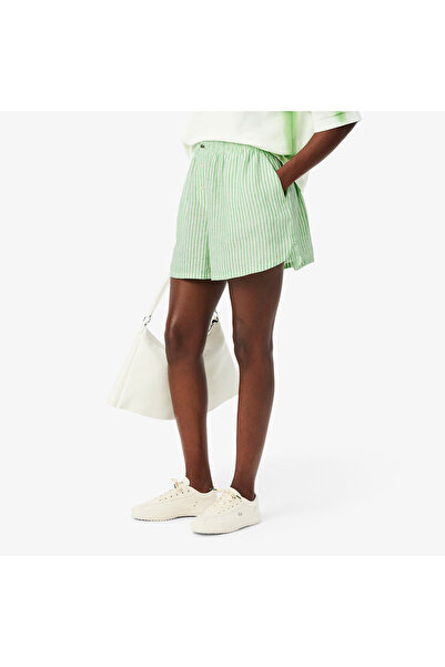 Lacoste Kadın Loose Fit Çizgili Yeşil Şort