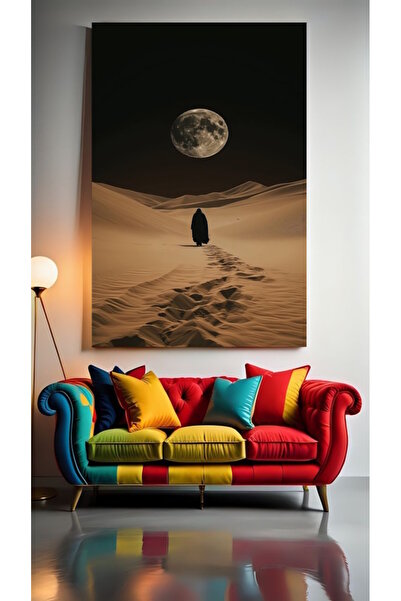 özkacar PEISAJ DESERTIC ȘI LUNAR I Tablou pe pânză pentru decorarea casei, pe...