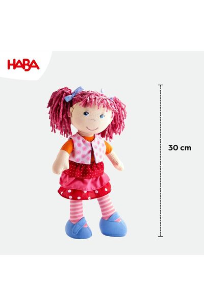 Haba Lilli-Lou 12″ Soft Doll with Pink Hair in Pigtails, Blue Eyes & Embroide...