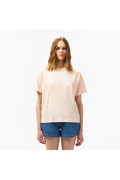Lacoste Kadın Loose Fit Bisiklet Yaka Açık Pembe T-Shirt