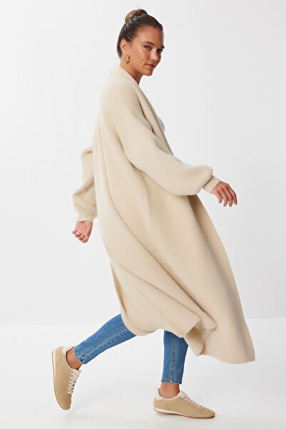 Lovelyİstanbul Yumuşak Dokulu Uzun Triko Hırka LNS0075 BEJ