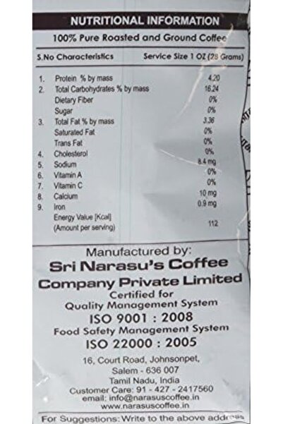 Coffee Narasus Pure Filter Ground, 500g Bag