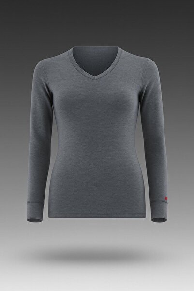 Blackspade Gray Women's Thermal Long Sleeve V-Neck Undershirt 2. Level – Winter Thermal Protective Undershirt New