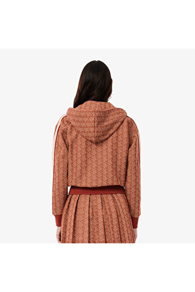 Lacoste Classic Fit Monogram Kadın Kahverengi Sweatshirt