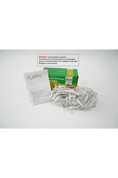 Flippy Instalație de Crăciun Flippy, Flash, 1 m x 1 m, 60 LED-uri, Interconec...