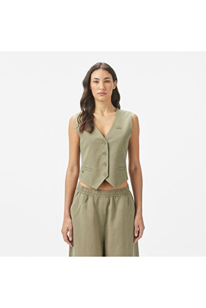 Lacoste Kadın Slim Fit Haki Yelek