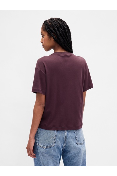 GAP Kadın Bordo Supima® Pamuk Relaxed T-Shirt