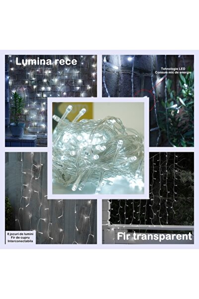 YOTO Yoto Christmas Installation, Curtain Type, 5 m x 1 m, 200 LEDs, 1.5 m Extension Cord, 8 Light Effects,