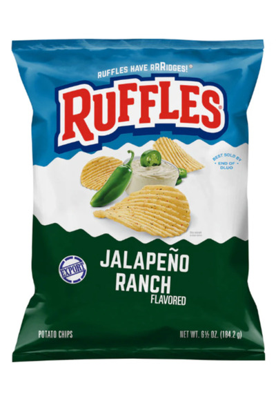 Ruffles Rufflles Jalapeno Ranch Flavored Potato Chips 6.5 OZ (184g) - Export x 4 Pcs