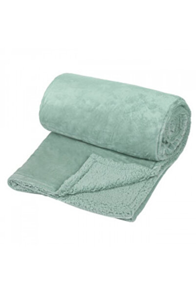 OEM Double soft velvety blanket with faux fur, size 220 x 200 cm, Mint Green