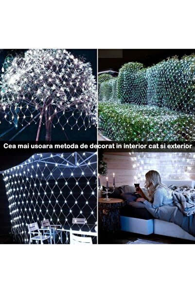 YOTO Christmas Net Lights, 3x1 m, 160 LEDs, 1.5 m Cord, 8 Modes, Interconnectable, Cool White