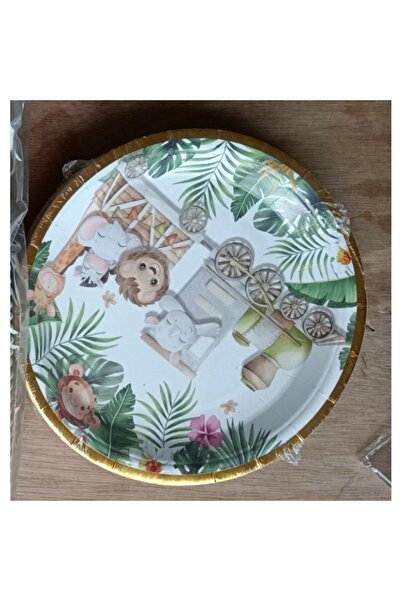 Flippy Disposable Party Plates, Safari Animal Design, Set of 10, 23 cm, Multicolor