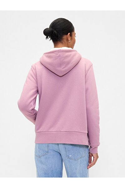 GAP Kadın Açık Pembe Relaxed Logo Sherpa-Astarlı Fermuarlı Sweatshirt