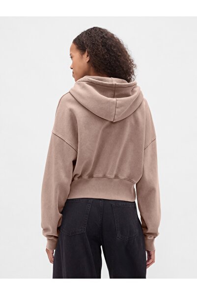 GAP Kadın Açık Kahverengi VintageSoft Fermuarlı Wedge Sweatshirt