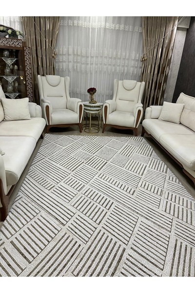osmanlı home Pamuk,Yıkanabilir Lastiksiz Halı Örtüsü Yıkanabilir Leke Tutmaz 6m2