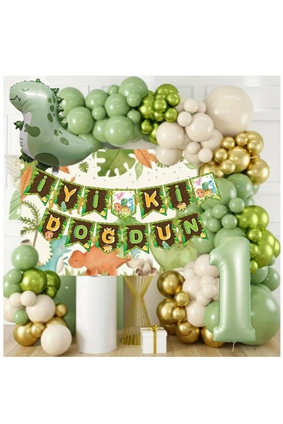 BİDOLUMUTLULUK Retro Yeşil Dinozor Folyo Balon Retro Renkler Dinazor Şekilli ...