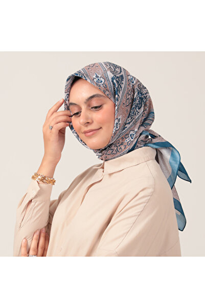 ipekistanbul Eșarfă din mătase de bumbac - Model Etro - Albastru denim