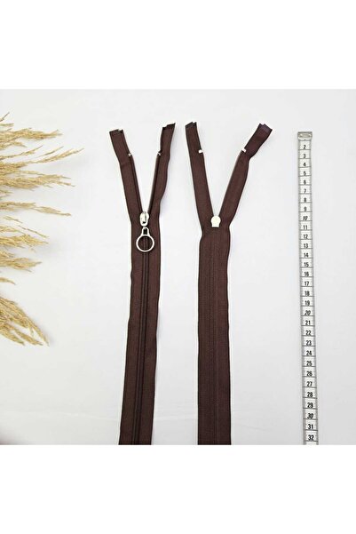 Kaf Kumaş Yuvarlak Halka Fermuar | Mont-Çanta Fermuarı Uzunluk: 47 cm Kahverengi
