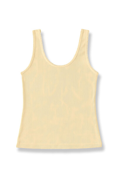 HNX Camisole Lace Detailed Thick Strap Deep Neckline Women's Tank Top