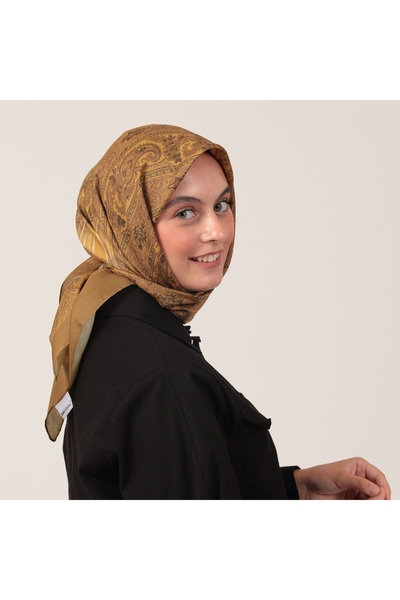 ipekistanbul Eșarfă din mătase de bumbac - Model Etro - Verde ulei