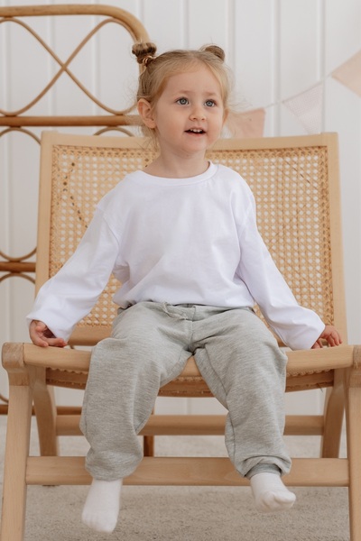 Lilabio Uzun Kollu ve Pamuklu Beyaz Tişört Kız Çocuk