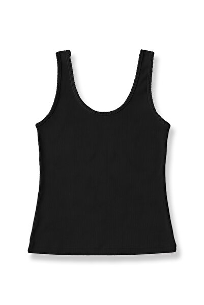 HNX Camisole Lace Detailed Thick Strap Deep Neckline Women's Tank Top