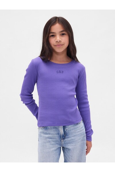 GAP Kız Çocuk Mor Örgülü Logo T-Shirt