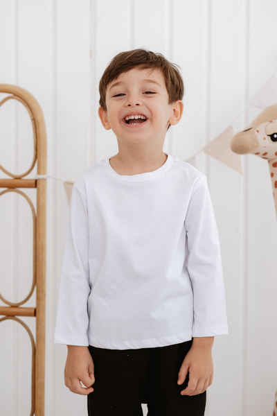 Lilabio Uzun Kollu ve Pamuklu Beyaz Tişört Erkek Çocuk