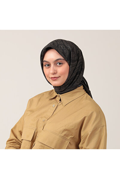 ipekistanbul Eșarfă din mătase de bumbac - Model Mystic - Negru Galben