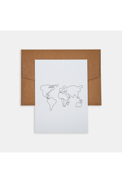 PK Design Mini Poster Line Drawings World Map