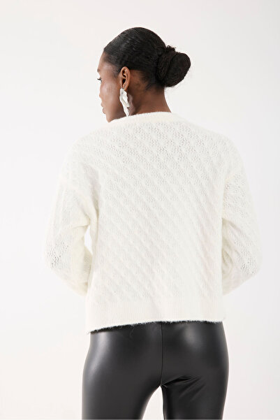 İLKCET MODA Короткий жіночий трикотажний светр з власним малюнком