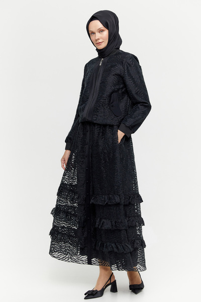 Setrms Süs Düğmeli Organze Etek