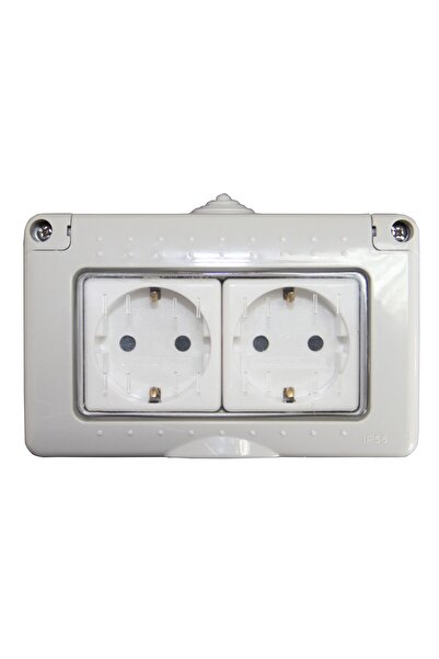 Elvon Priză dublă cu membrană hidroelectrică, IP55, culoare gri