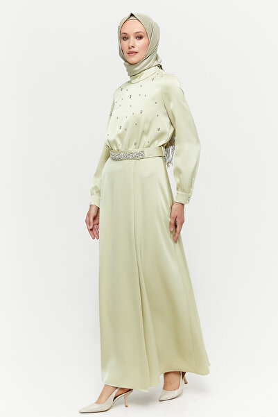 Setrms Taş Detaylı Kemerli Davet Elbise